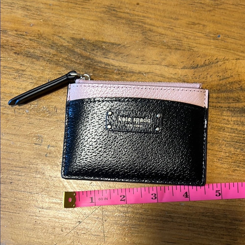 Kate Spade Black and Pink Zip Card Case
